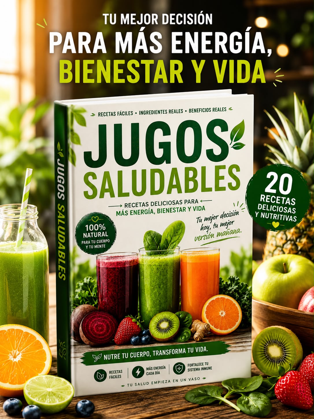 Recetas de Jugos Saludables + Calendario de 20 días + Compras semanales